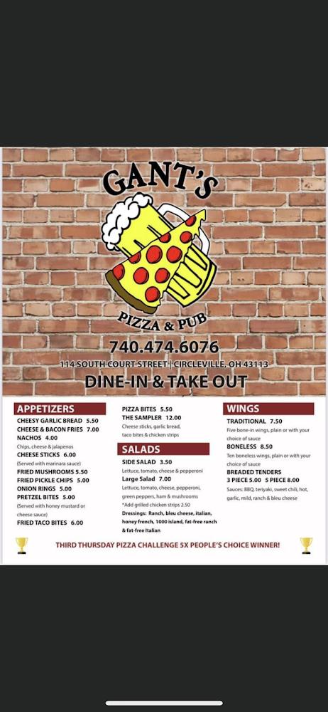 Gant's Pizza & Pub Menu image 3